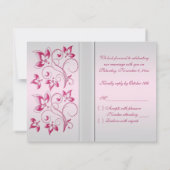 PRINTED RIBBON Silver, Pink Floral RSVP Card (Back)