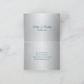 PRINTED RIBBON Silver, Teal Damask Thank You Card (Inside)