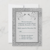PRINTED RIBBON Teal on FAUX Pewter RSVP Card (Back)