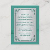 PRINTED RIBBON Teal, Silver Floral Enclosure Card (Back)