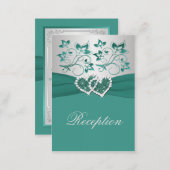 PRINTED RIBBON Teal, Silver Floral Enclosure Card (Front/Back)