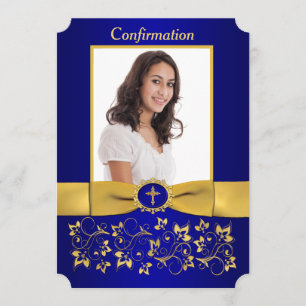 PRINTED RIBBON Ticket Shaped Confirmation Photo Invitation