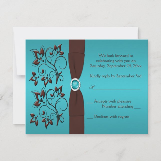 PRINTED RIBBON Turquoise, Brown Reply Card II (Front)