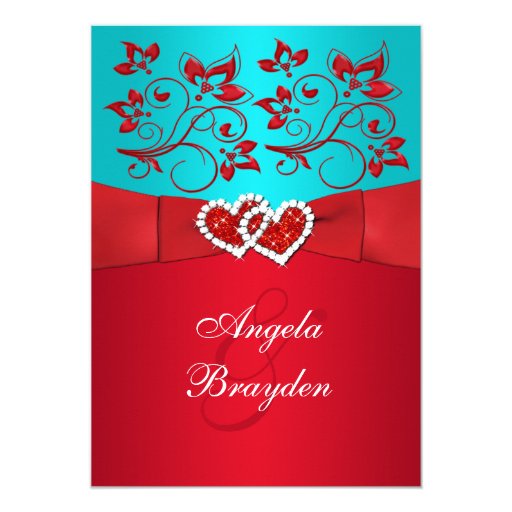 Turquoise And Red Wedding Invitations 5