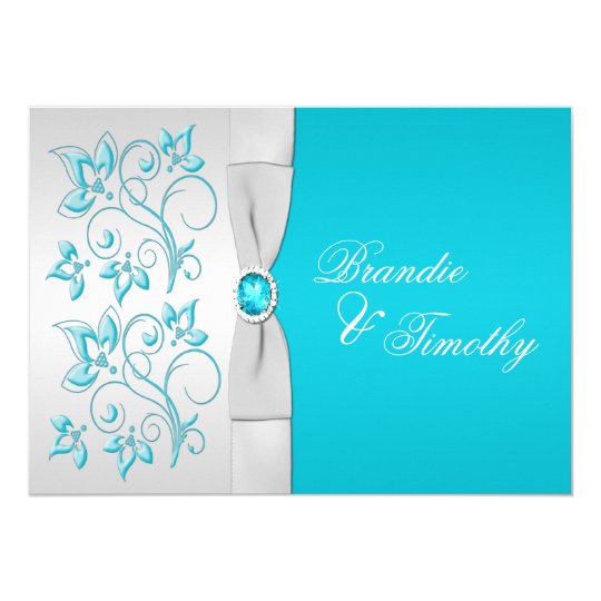 Turquoise And Silver Wedding Invitations 9