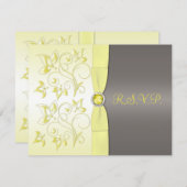 PRINTED RIBBON Yellow, Gray Floral RSVP Card (Front/Back)