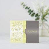 PRINTED RIBBON Yellow, Gray Floral RSVP Card (Standing Front)