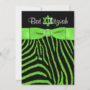 PRINTED RIBBON Zebra Glitter Bat Mitzvah Invite 2