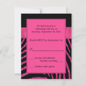 PRINTED RIBBON Zebra Pink FAUX Glitter RSVP Card (Back)