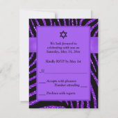 PRINTED RIBBON Zebra Purple FAUX Glitter RSVP Card (Back)