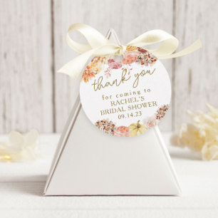 Printed Round Fall Floral Bridal Shower Favor Tags