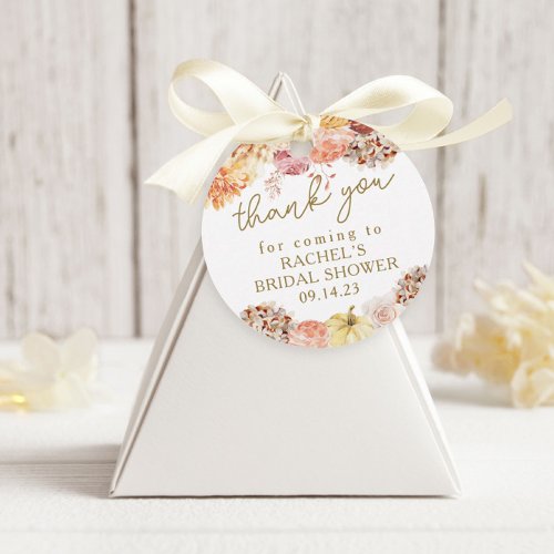 Printed Round Fall Floral Bridal Shower Favor Tags