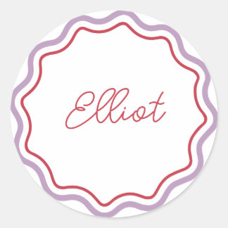 Printed Round Stickers Personalised, Curvy Waves