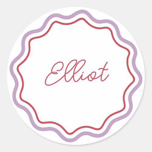 Printed Round Stickers Personalised Curvy Wavy