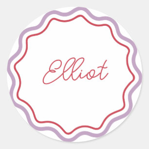 Printed Round Stickers Personalised Curvy Wavy