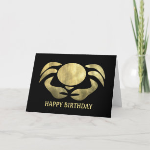 Printed Rustic Gold Cancer Crab Birthday Card