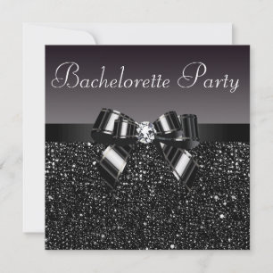 Printed Sequins, Bow & Diamond Bachelorette Party Invitation