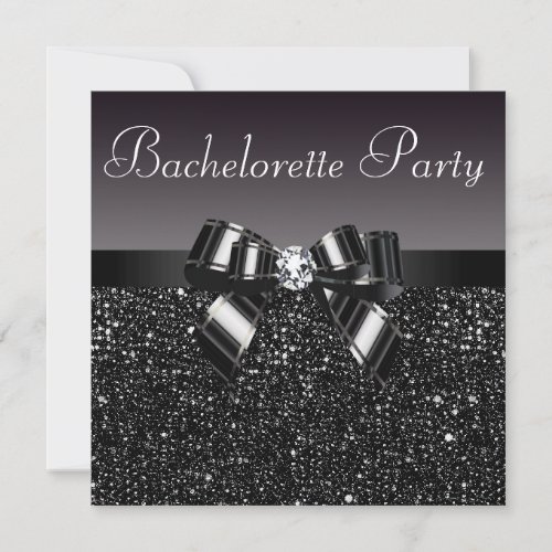 Printed Sequins Bow  Diamond Bachelorette Party Invitation