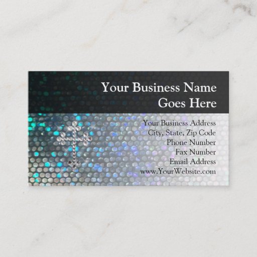 Customizable Printed Silver Bling Cross Business Card Templates