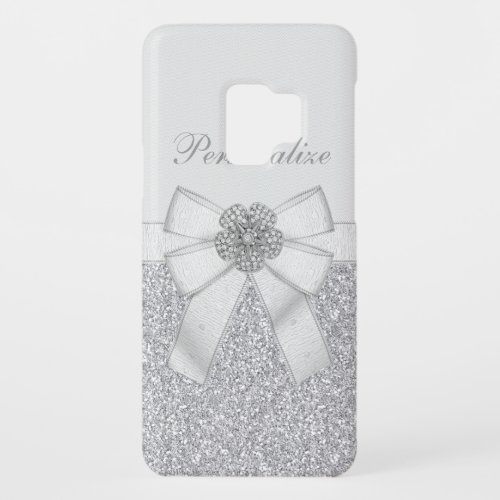 Printed Silver Glitter  Diamond Flower Case_Mate Samsung Galaxy S9 Case