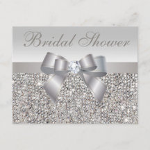 Printed Silver Sequins Bow & Diamond Bridal Shower