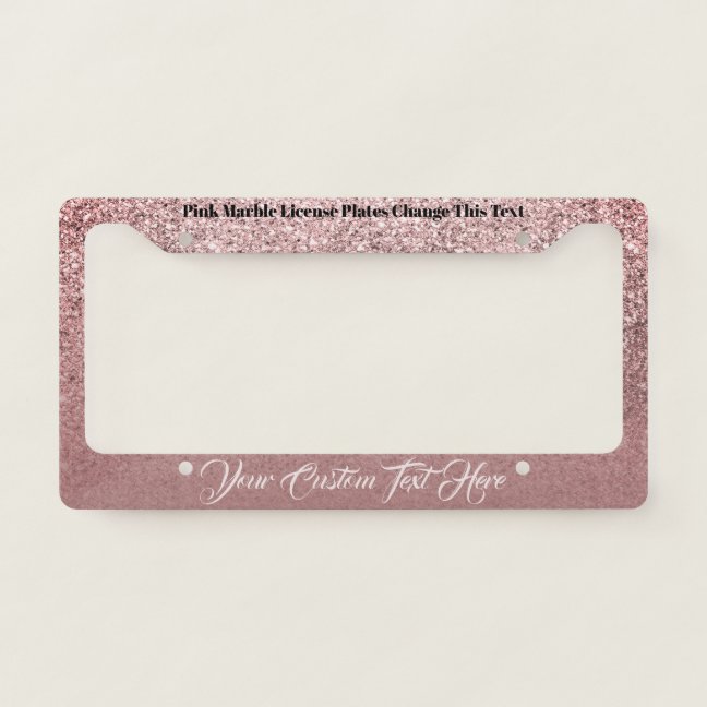 printed sparkle effect Bling blush pink License Plate Frame