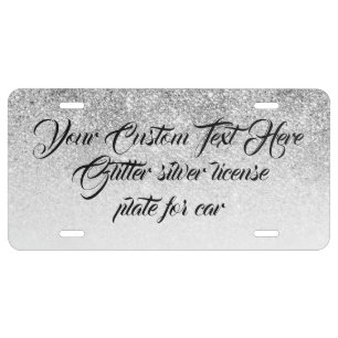 printed sparkle effect Bling Car Silver License Plate