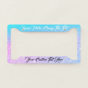 printed sparkle effect Bling glitter car teal License Plate Frame