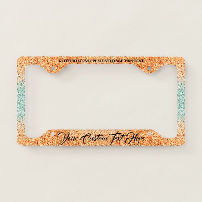 printed sparkle effect Bling Glitter License Plate Frame