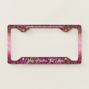 printed sparkle effect Bling Glitter Stylish Car License Plate Frame