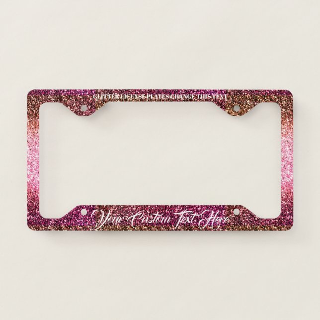 printed sparkle effect Bling Glitter Stylish Car License Plate Frame (Front)