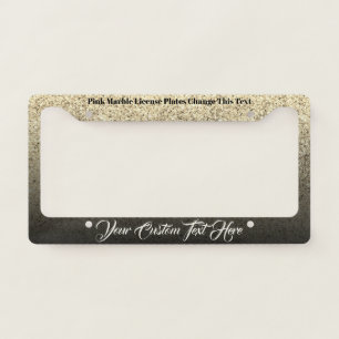 Printed sparkle effect Bling gold black License Plate Frame