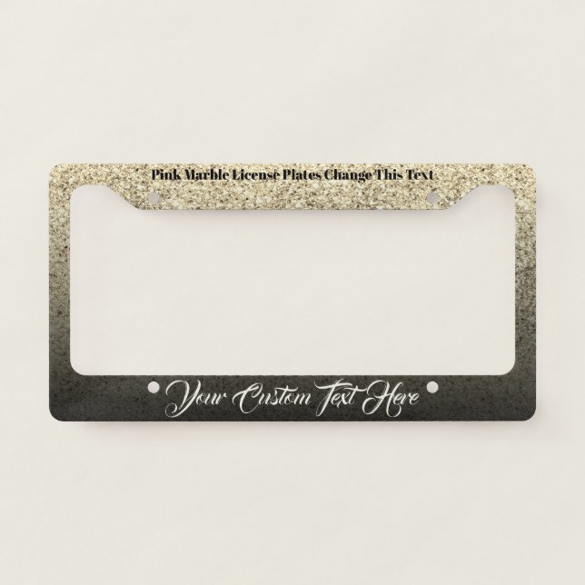 Printed sparkle effect Bling gold black License Plate Frame (Front)