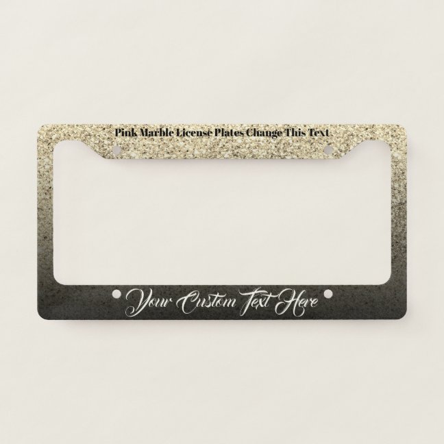 Printed sparkle effect Bling gold black License Plate Frame