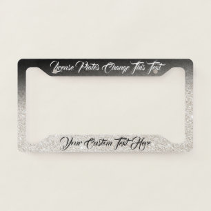 Printed sparkle effect Bling Gold car overlay License Plate Frame