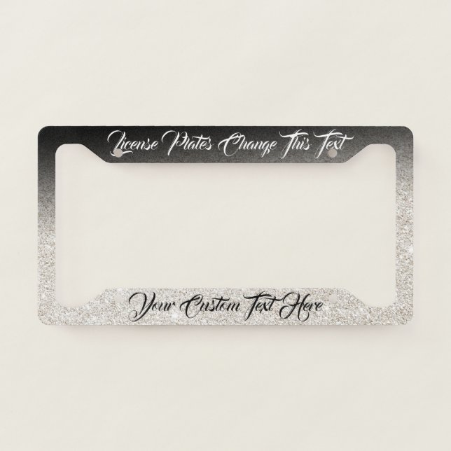 Printed sparkle effect Bling Gold car overlay License Plate Frame (Front)
