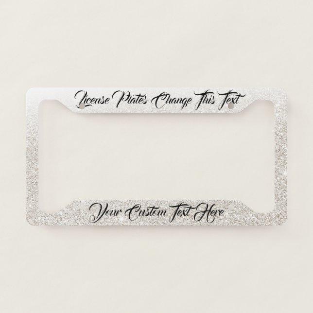 Printed sparkle effect Bling Gold glitter shiny License Plate Frame (Front)