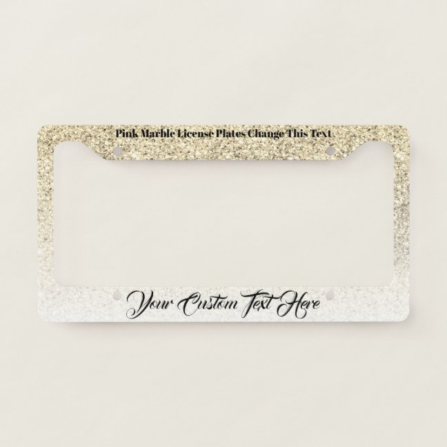 Printed sparkle effect Bling gold License Plate Frame