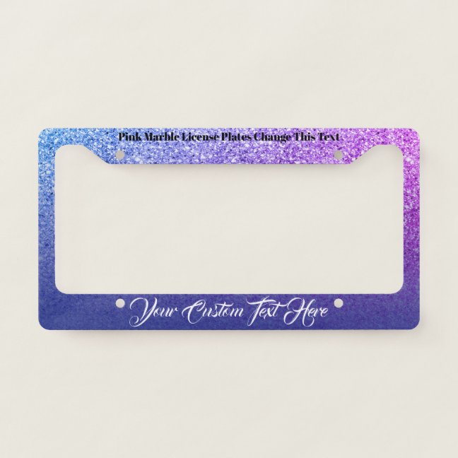printed sparkle effect Bling navy purple lux car License Plate Frame