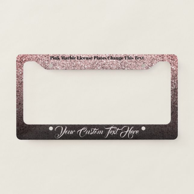 Printed sparkle effect Bling pink lux License Plate Frame (Front)