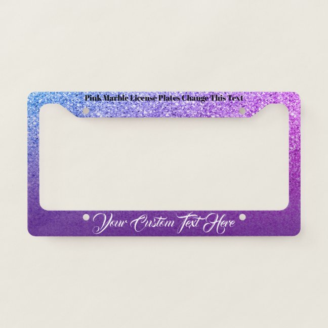 printed sparkle effect Bling pink purple lux car License Plate Frame