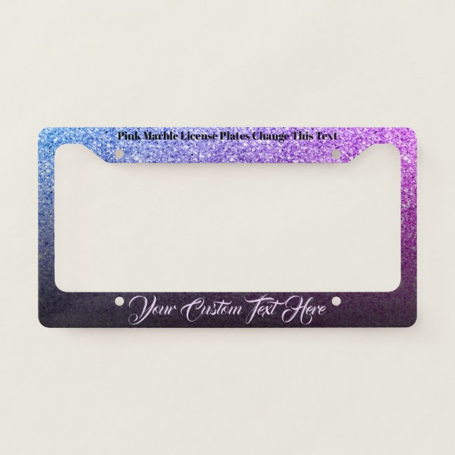 Printed sparkle effect Bling pink purple lux License Plate Frame