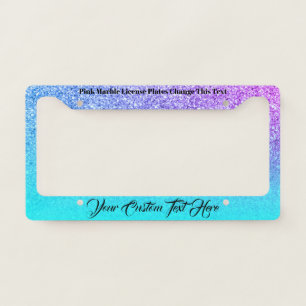 printed sparkle effect Bling pink purple lux teal License Plate Frame
