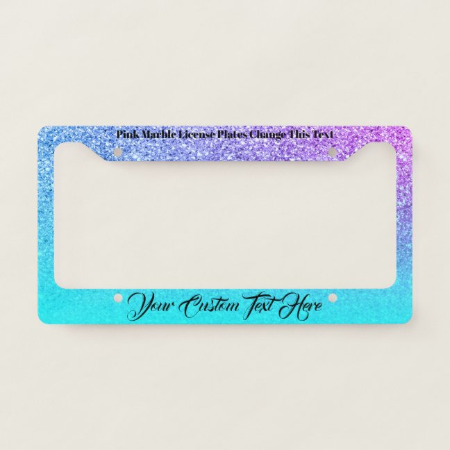 printed sparkle effect Bling pink purple lux teal License Plate Frame