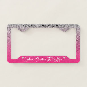 Printed sparkle effect Bling Pink Silver Shine License Plate Frame