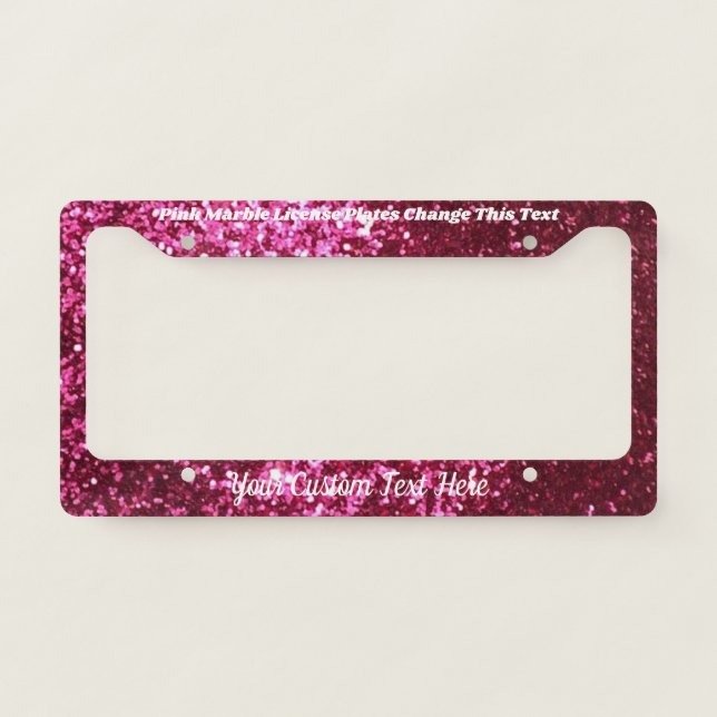 printed sparkle effect Bling Queen Pink License Plate Frame (Front)