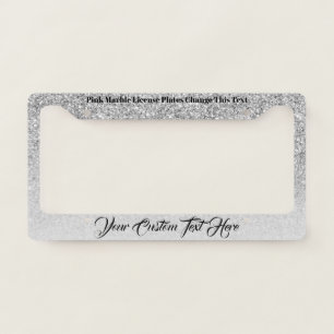 Printed sparkle effect Bling Silver girly car License Plate Frame