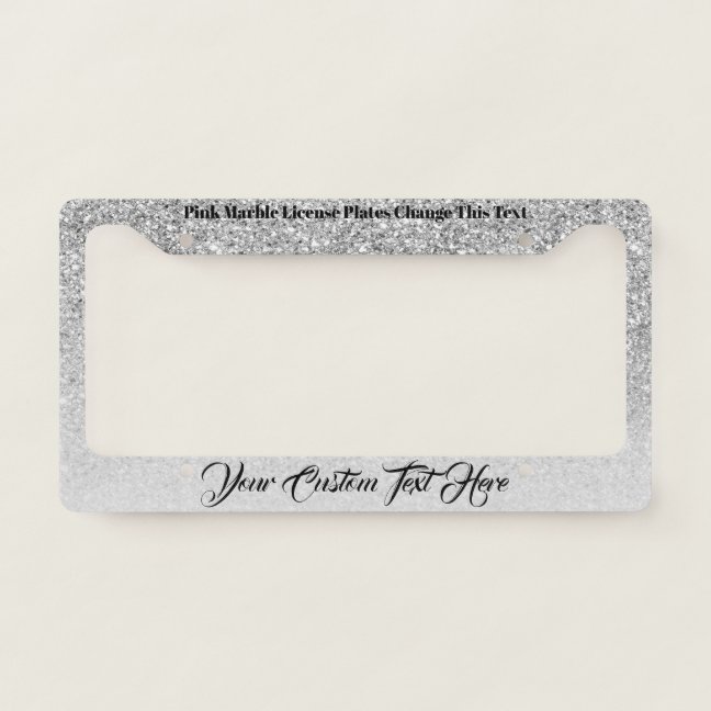 Printed sparkle effect Bling Silver girly car License Plate Frame