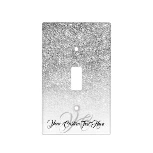 Printed sparkle effect Bling Silver Glam Glitz Light Switch Cover