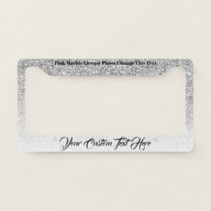 Printed sparkle effect Bling Silver License Plate Frame